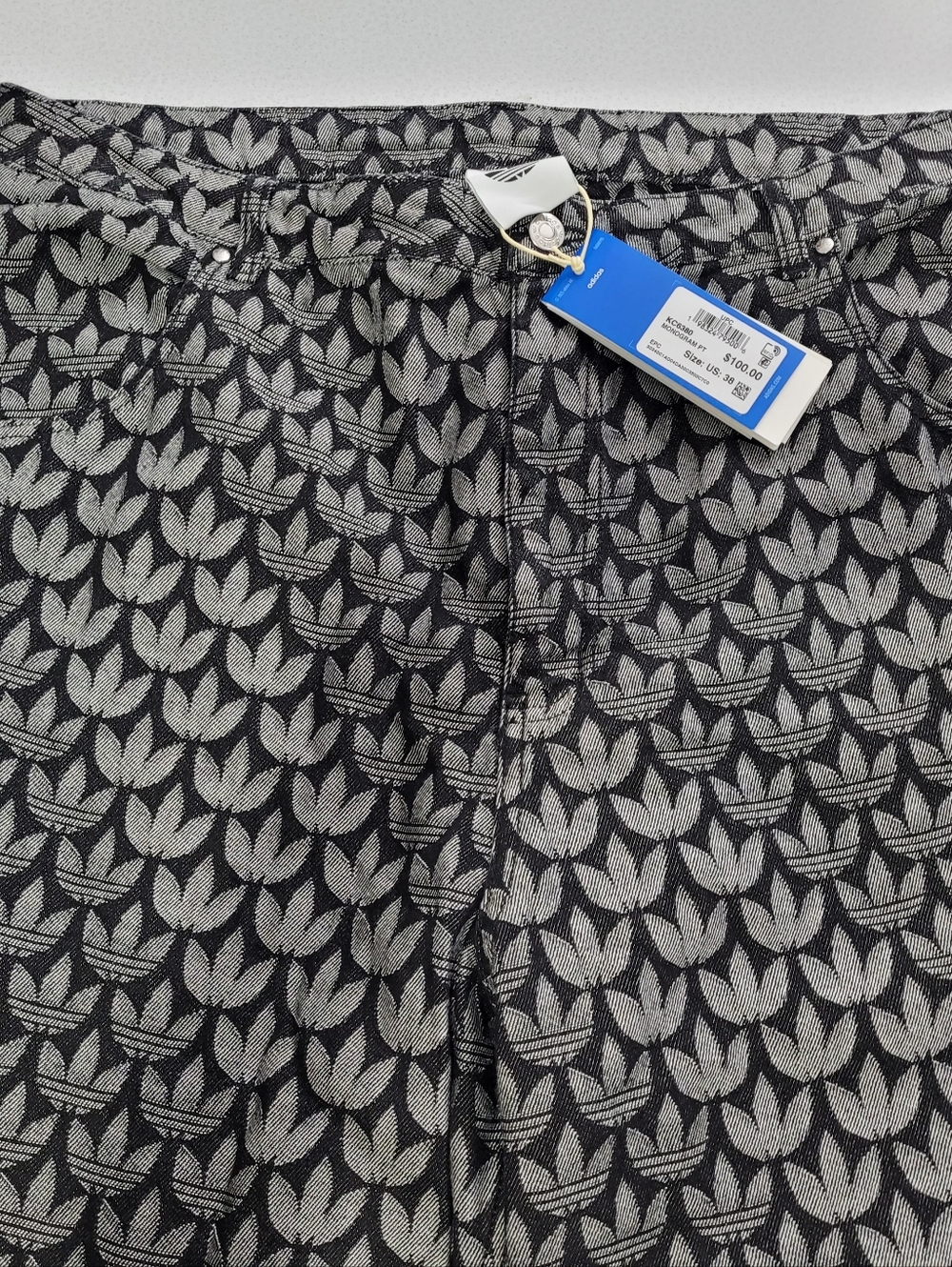 New adidas men DENIM like LOOSE MONOGRAM PANTS Sz 38 - Picture 3 of 10